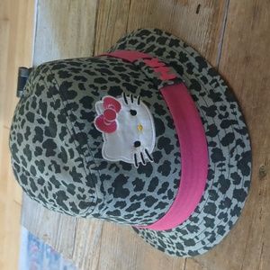 Hello Kitty Girls/Kids Gray&pink Leopard print Fedora/Bucket Hat Stetson